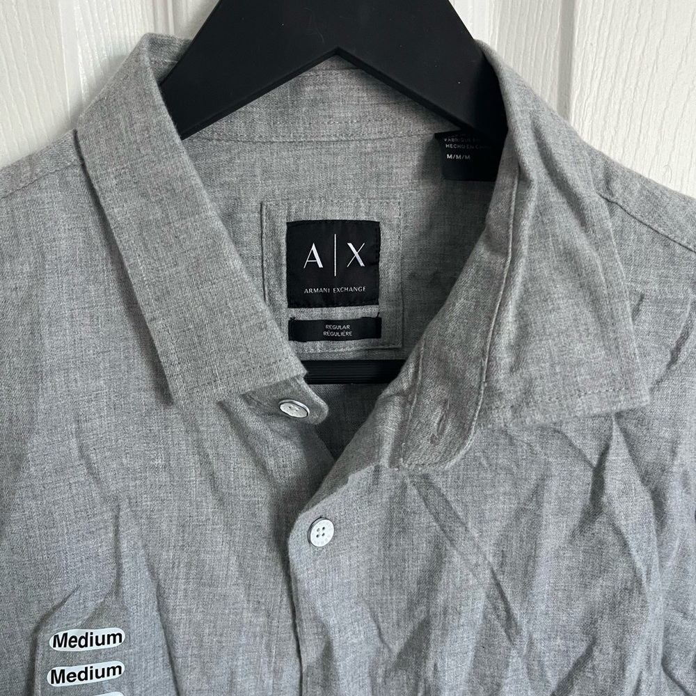 NWT Men's Armani Exchange Light Gray Button Down Shirt M - Picture 2 of 5